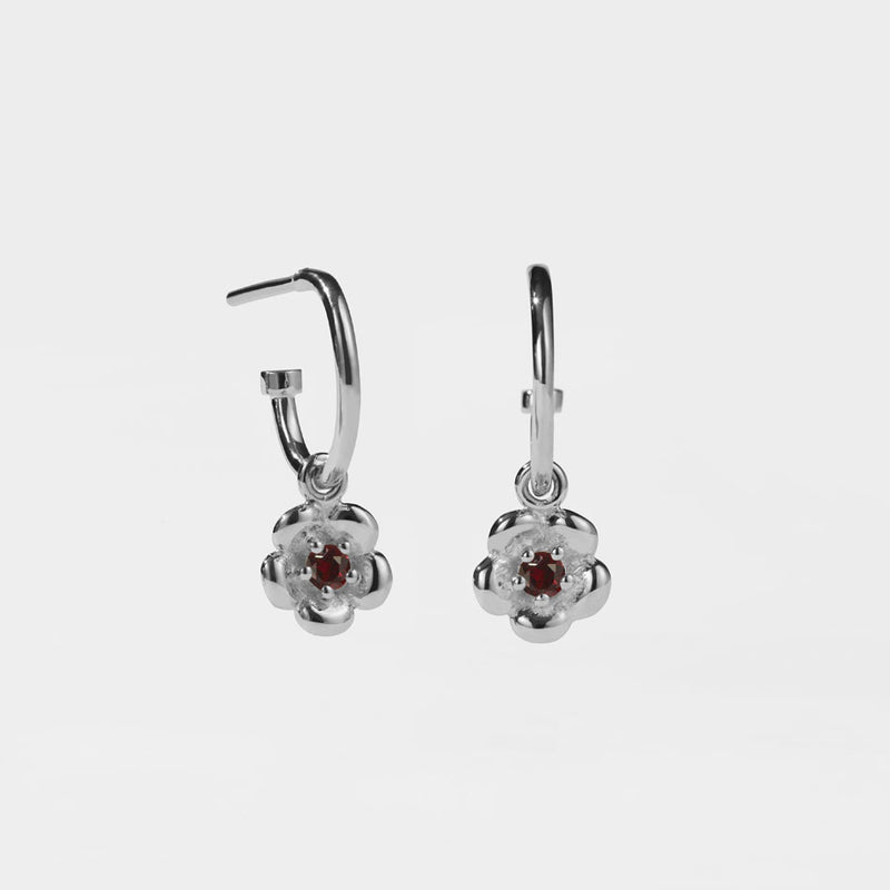 Meadowlark Posie Signature Hoop Earrings - Sterling Silver & African Garnet-Earrings-Walker & Hall