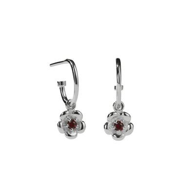 Meadowlark Posie Signature Hoop Earrings - Sterling Silver & African Garnet-Earrings-Walker & Hall