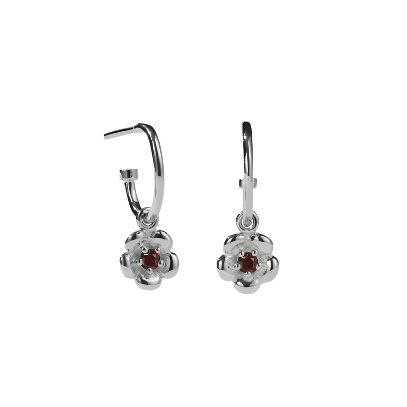 Meadowlark Posie Signature Hoop Earrings - Sterling Silver & African Garnet-Earrings-Walker & Hall