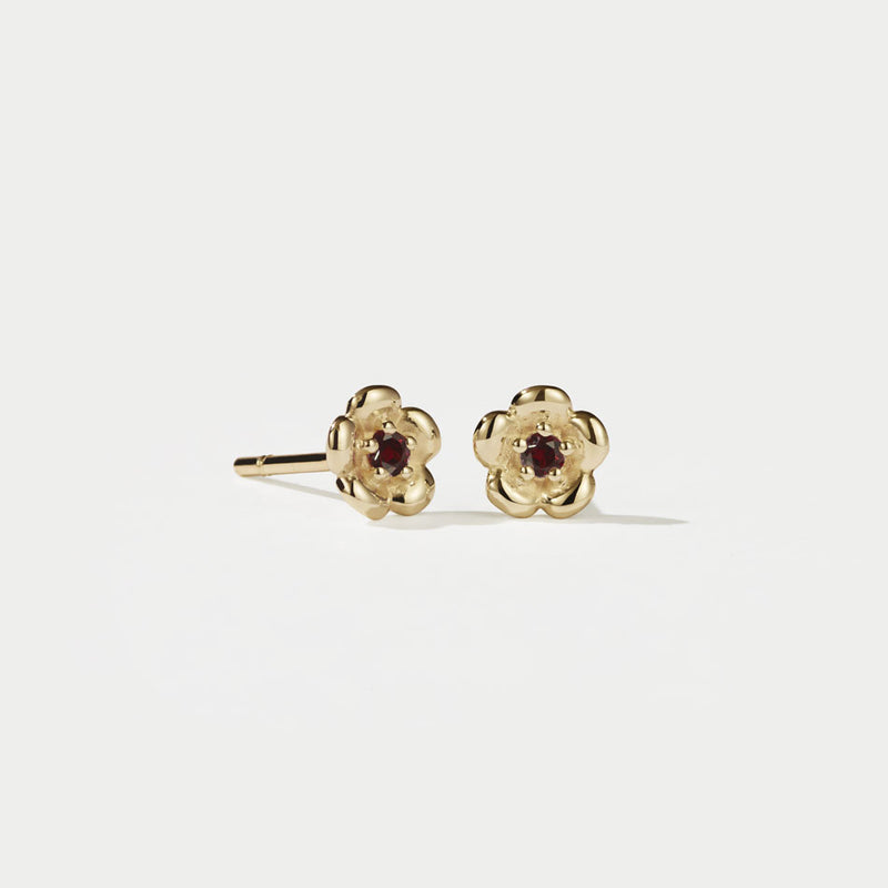 Meadowlark Posie Stud Earrings - Gold Plated & African Garnet-Earrings-Walker & Hall