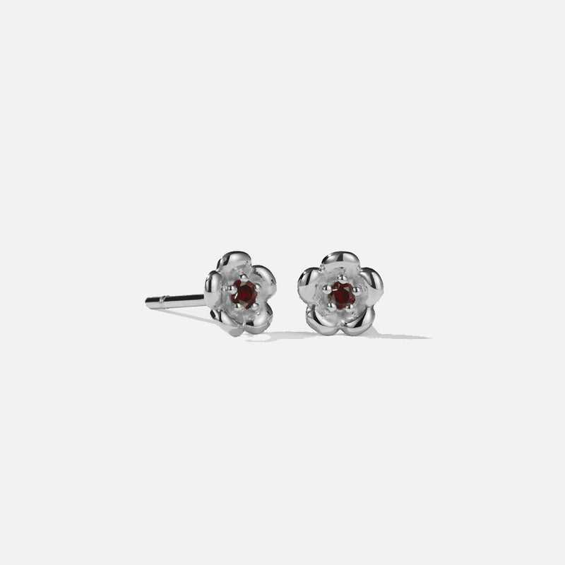 Meadowlark Posie Stud Earrings - Sterling Silver & African Garnet-Earrings-Walker & Hall