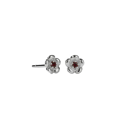 Meadowlark Posie Stud Earrings - Sterling Silver & African Garnet-Earrings-Walker & Hall