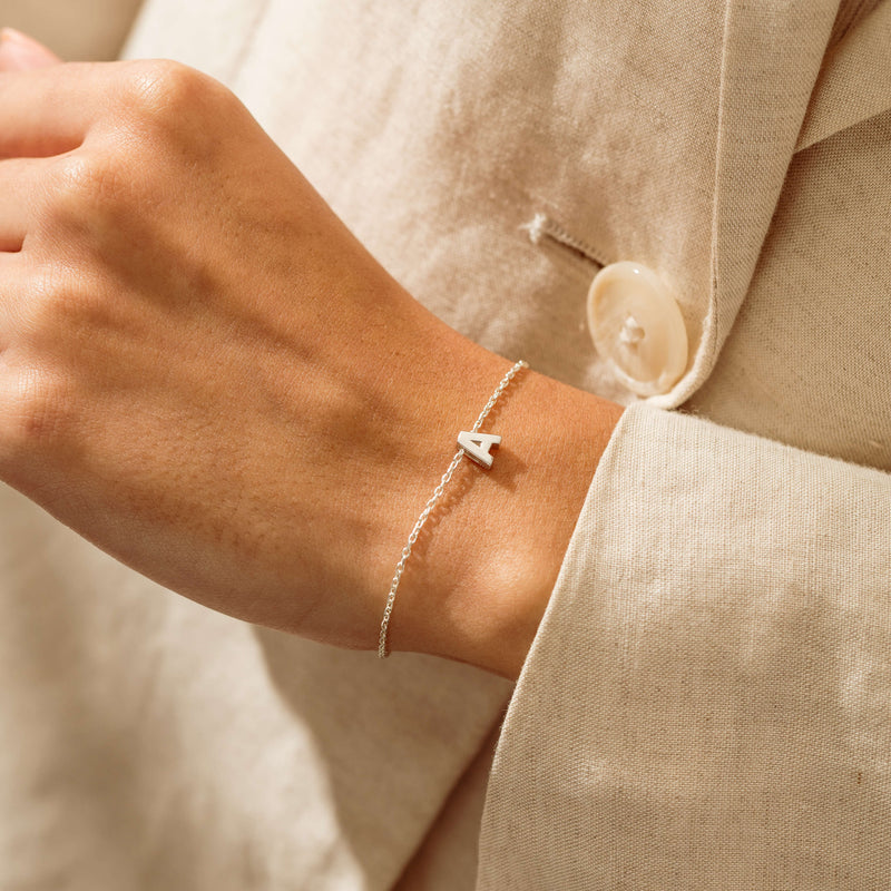 Sterling Silver Noted Letter Bracelet (Charm + Chain) - Bracelet - Walker & Hall
