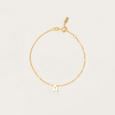 9ct Yellow Gold Noted Letter Bracelet (Charm + Chain) - Bracelet - Walker & Hall