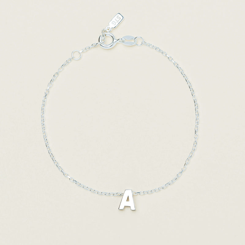 Sterling Silver Noted Letter Bracelet (Charm + Chain) - Bracelet - Walker & Hall