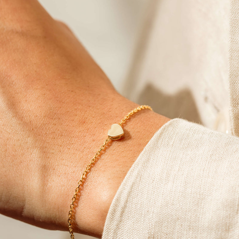 9ct Yellow Gold Noted Heart Charm - Necklace - Walker & Hall