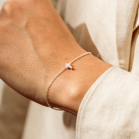 Sterling Silver Noted Cross Bracelet (Charm + Chain) - Bracelet - Walker & Hall