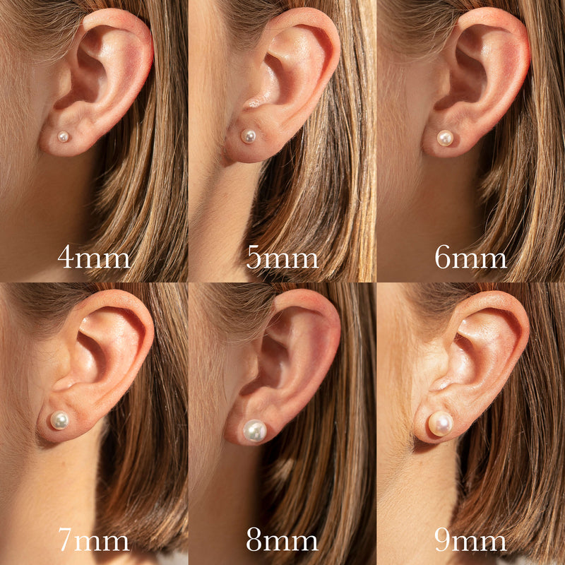 9ct Yellow Gold Akoya Pearl Studs - 8mm-Earrings-Walker & Hall