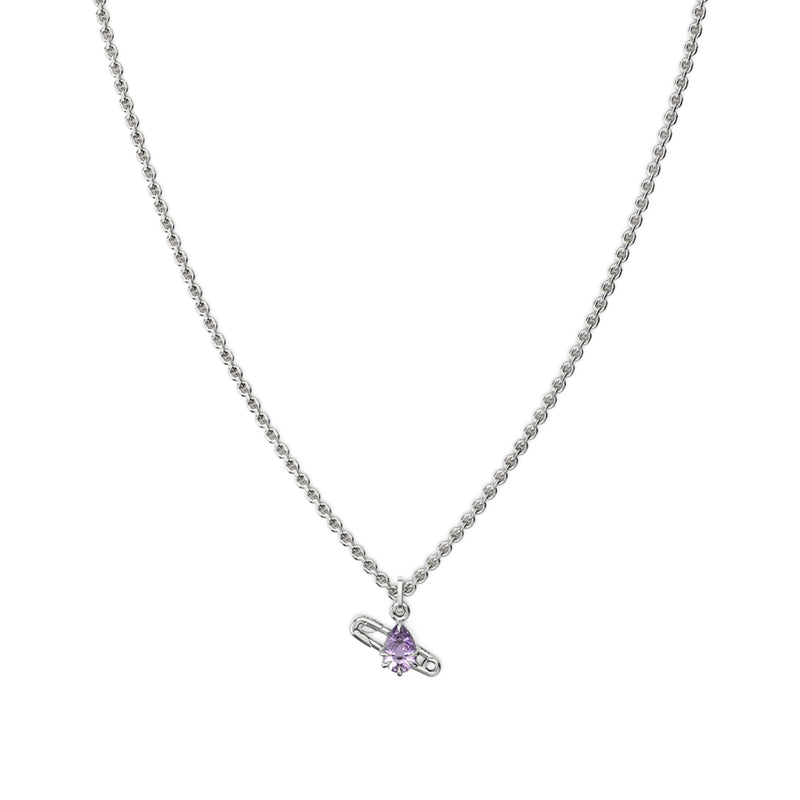 Stolen Girlfriends Club Purity Pin Necklace - Sterling Silver & Pink Amethyst - Necklace - Walker & Hall