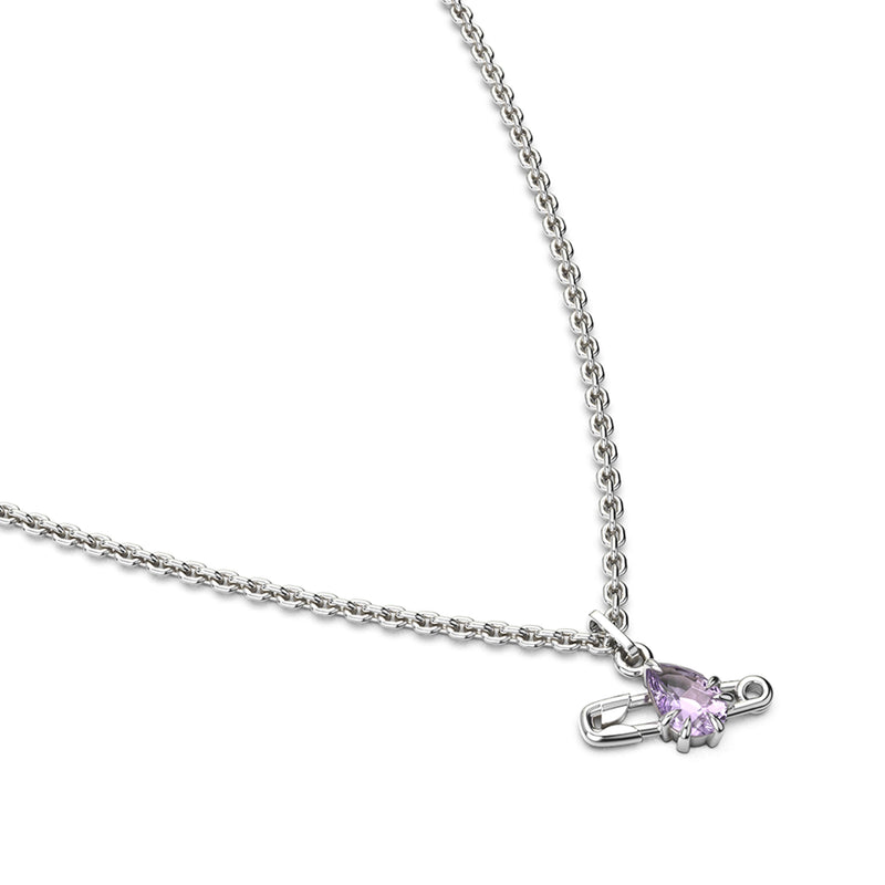 Stolen Girlfriends Club Purity Pin Necklace - Sterling Silver & Pink Amethyst - Necklace - Walker & Hall
