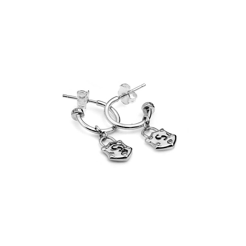 Stolen Girlfriends Club Shield Anchor Earrings - Sterling Silver-Earrings-Walker & Hall