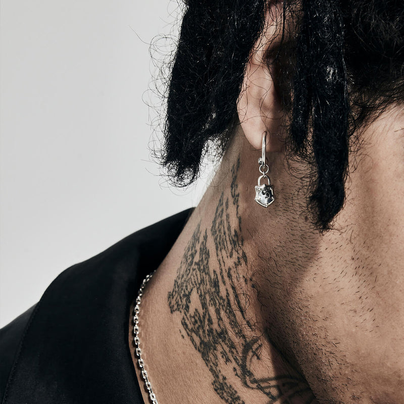 Stolen Girlfriends Club Shield Anchor Earrings - Sterling Silver-Earrings-Walker & Hall