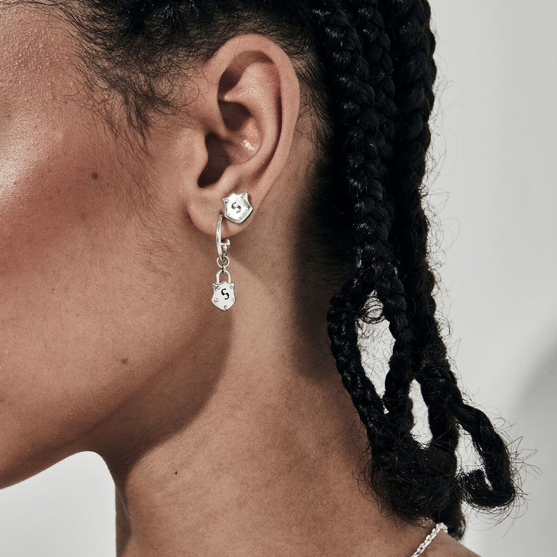 Stolen Girlfriends Club Shield Anchor Earrings - Sterling Silver-Earrings-Walker & Hall