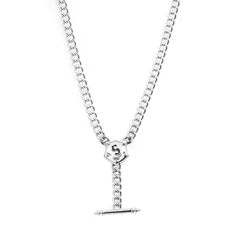 Stolen Girlfriends Club Shield Fob Necklace - Sterling Silver-Necklace-Walker & Hall