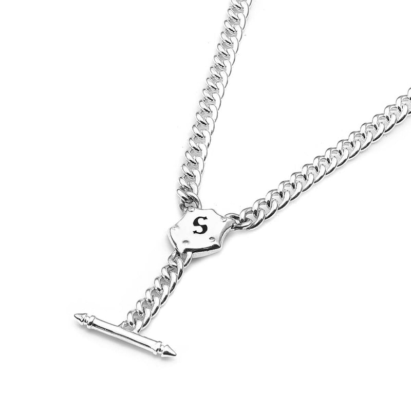 Stolen Girlfriends Club Shield Fob Necklace - Sterling Silver-Necklace-Walker & Hall