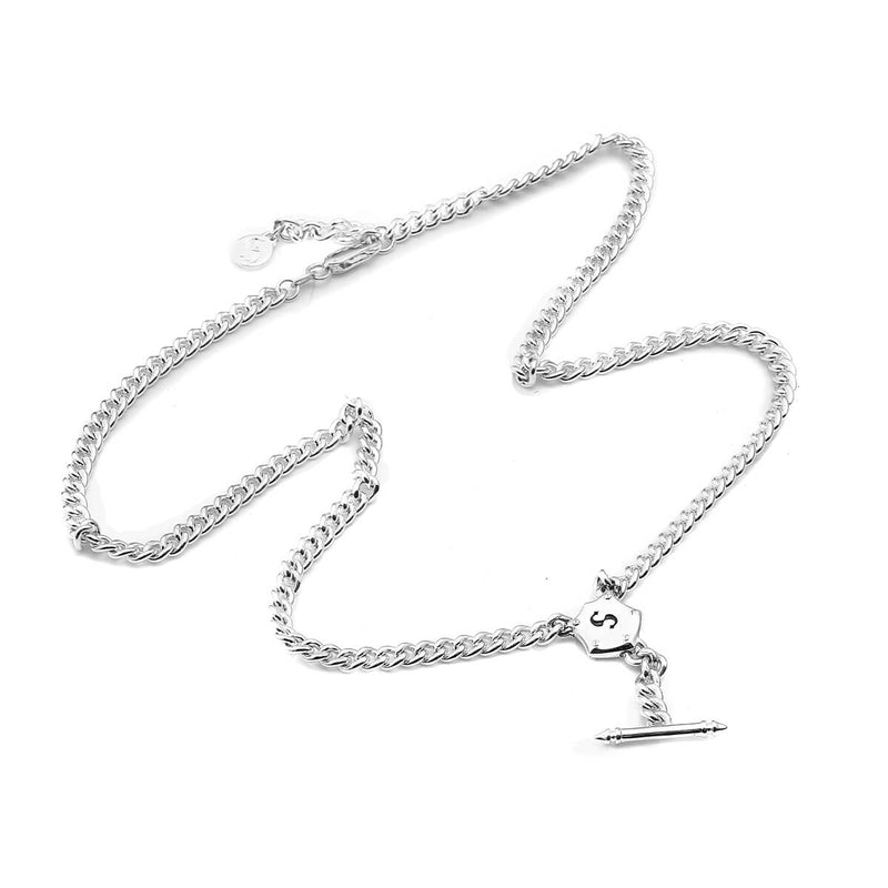 Stolen Girlfriends Club Shield Fob Necklace - Sterling Silver-Necklace-Walker & Hall