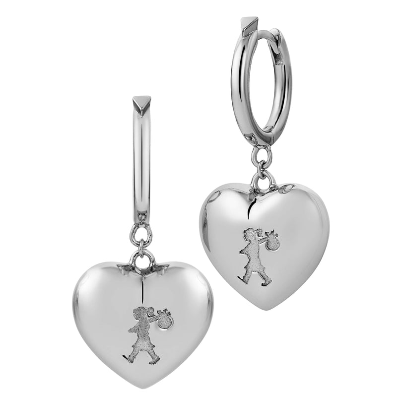 Karen Walker Runaway Heart Earrings - Sterling Silver-Earrings-Walker & Hall