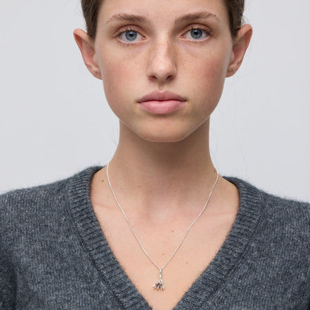 Meadowlark Posie Charm Necklace - Sterling Silver & African Garnet-Necklace-Walker & Hall