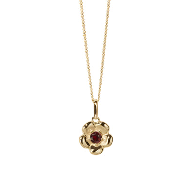 Meadowlark Posie Charm Necklace - Gold Plated & African Garnet-Necklace-Walker & Hall