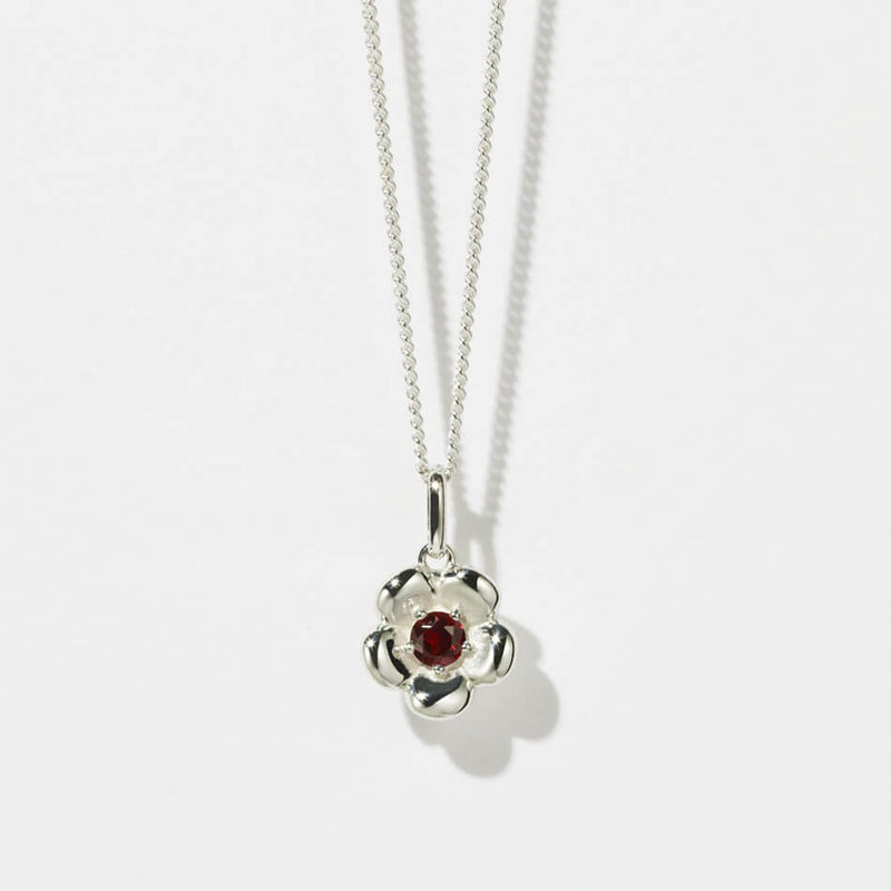 Meadowlark Posie Charm Necklace - Sterling Silver & African Garnet-Necklace-Walker & Hall