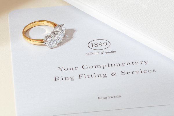 Diamond Trilogy Ring and W&H Ring Fitting & Servicing card