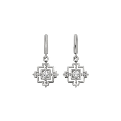 Zoe & Morgan Centred Earrings - Sterling Silver & White Zircon-Earrings-Walker & Hall