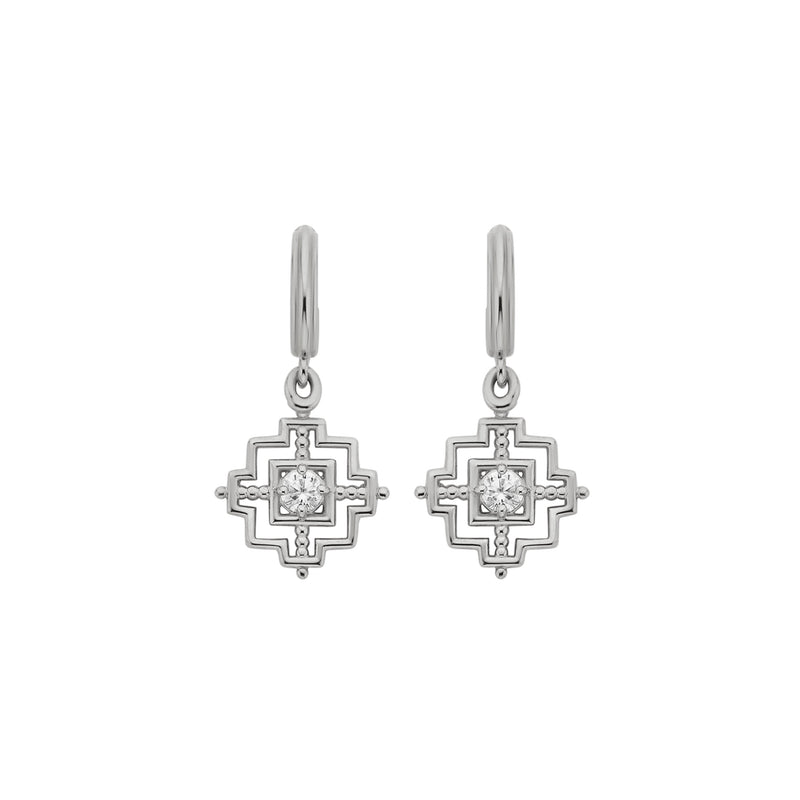 Zoe & Morgan Centred Earrings - Sterling Silver & White Zircon-Earrings-Walker & Hall