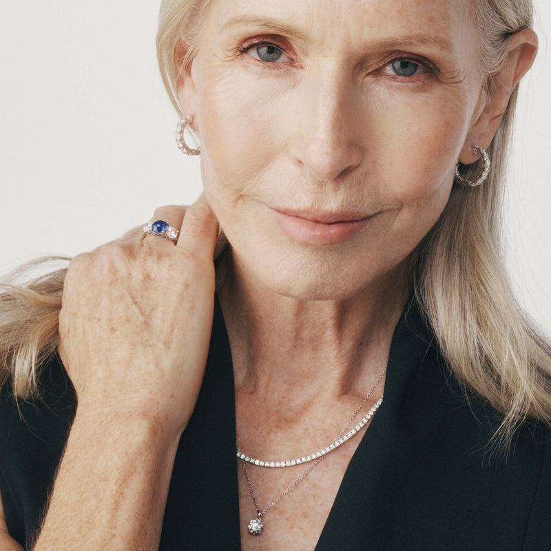 18ct White Gold 3.51ct Sapphire & Diamond Trinity Ring-Ring-Walker & Hall