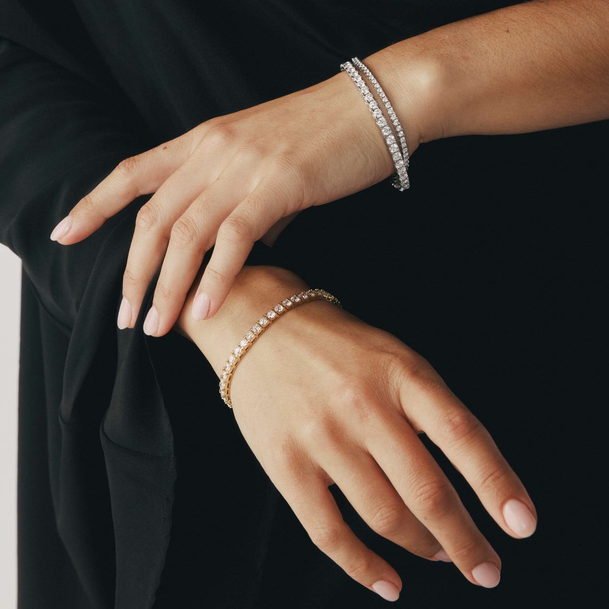 Model wearing Natural Diamond Jubilee Bracelets