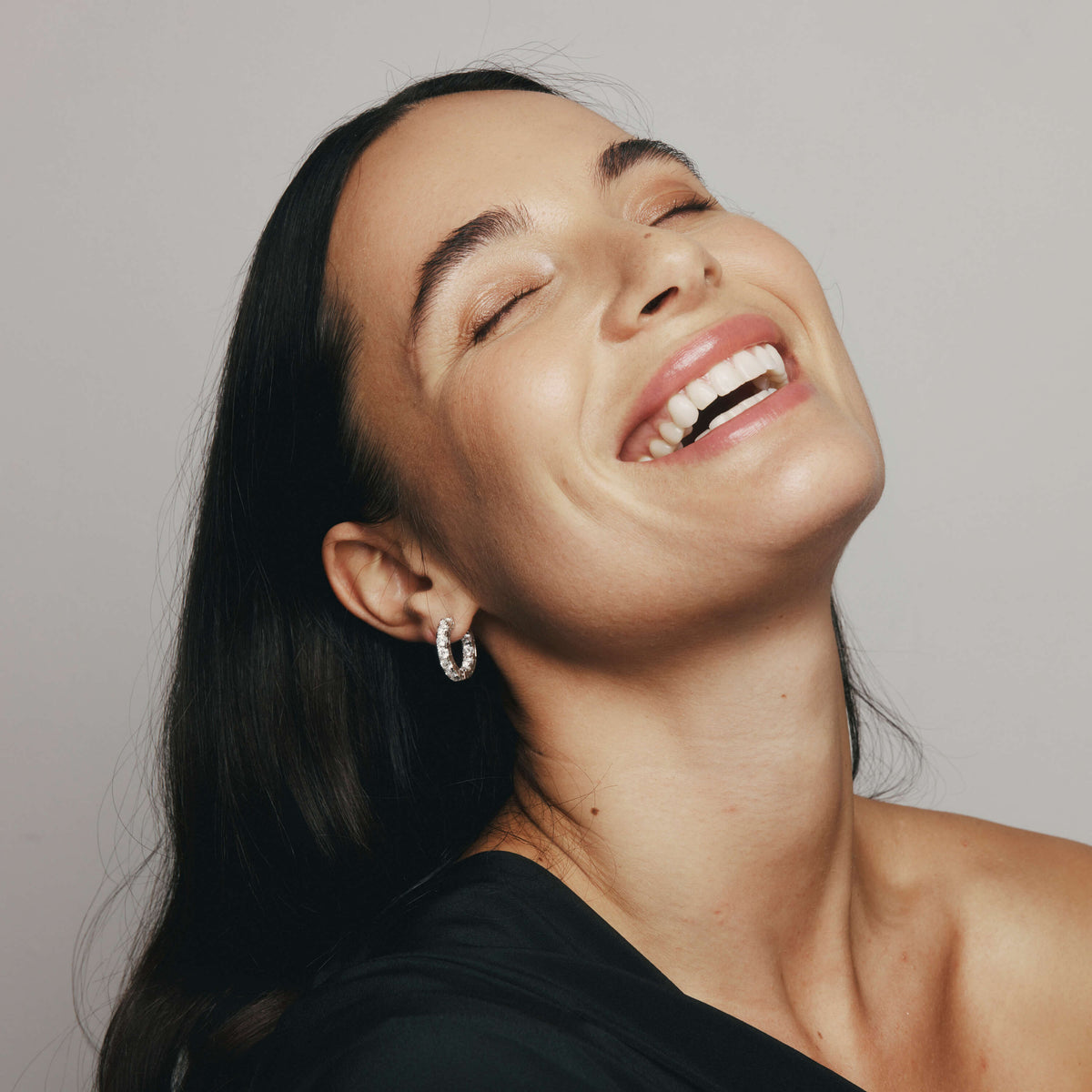 Model wearing natural diamond Jubilee Earrings