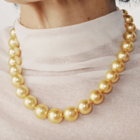 9ct Yellow Gold Golden South Sea Pearl Strand-Necklace-Walker & Hall