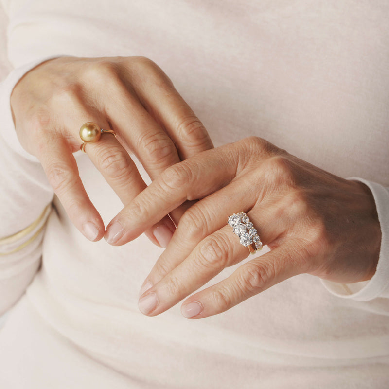 18ct Yellow Gold Golden South Sea Pearl & Diamond Ring-Ring-Walker & Hall