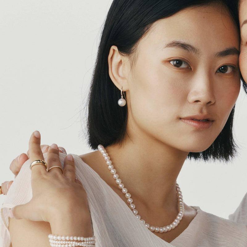 9ct White Gold 10mm South Sea Pearl Earrings-Earrings-Walker & Hall