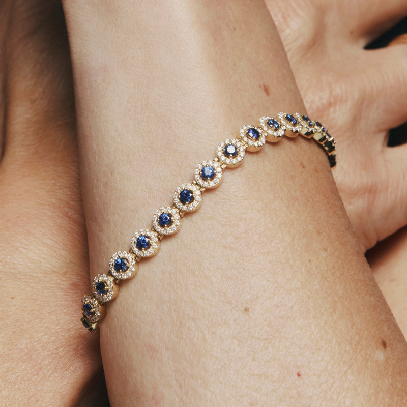 18ct Yellow Gold 3.72ct Sapphire & Diamond Eclipse Bracelet-Bracelet-Walker & Hall
