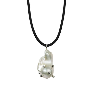 Meadowlark Anemone Pearl Necklace - Sterling Silver-Necklace-Walker & Hall