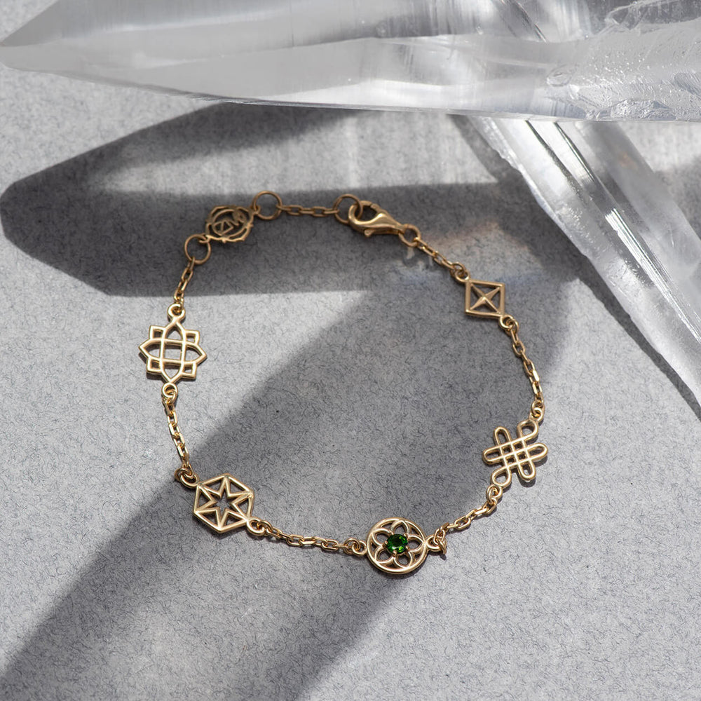 Zoe & Morgan Aura Bracelet - Gold Vermeil & Chrome Diopside-Bracelet-Walker & Hall