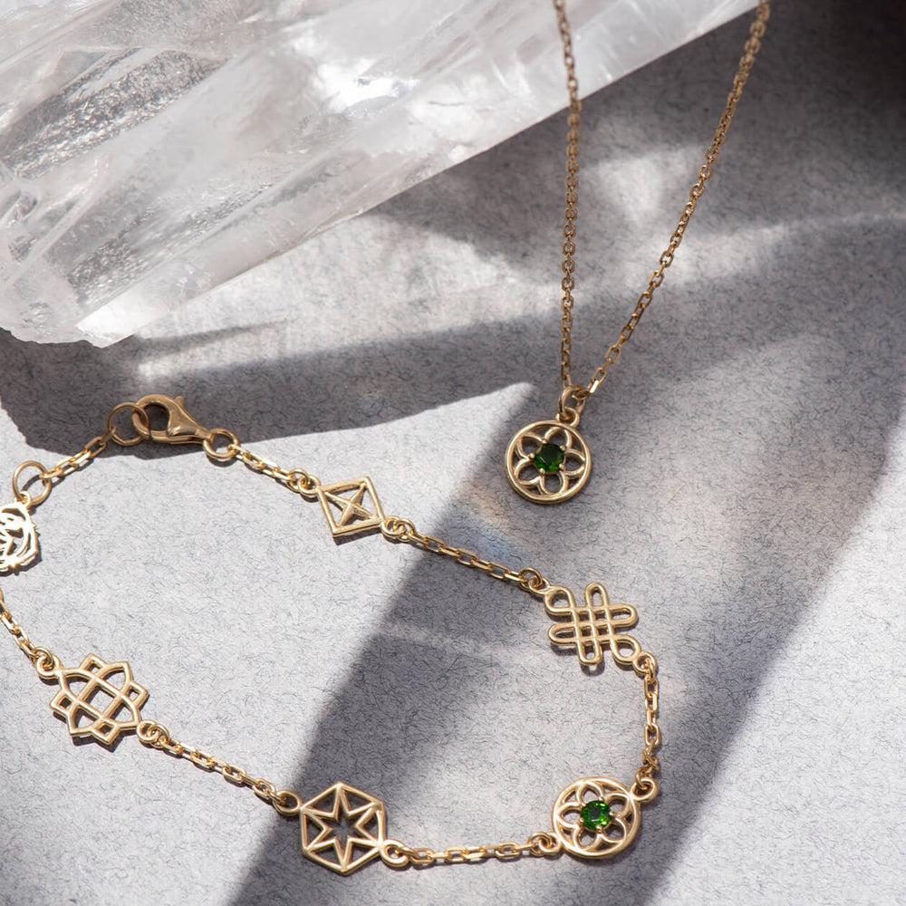 Zoe & Morgan Aura Bracelet - Gold Vermeil & Chrome Diopside-Bracelet-Walker & Hall