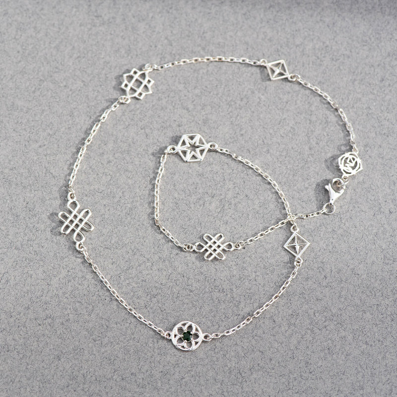 Zoe & Morgan Aura Necklace - Sterling Silver & Chrome Diopside-Necklace-Walker & Hall