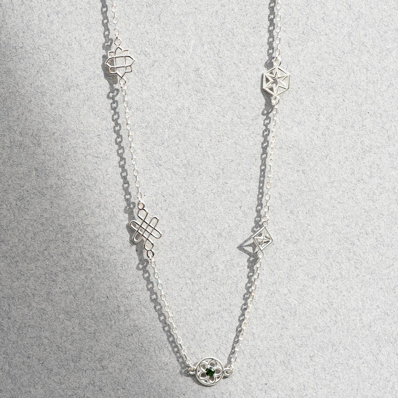 Zoe & Morgan Aura Necklace - Sterling Silver & Chrome Diopside-Necklace-Walker & Hall