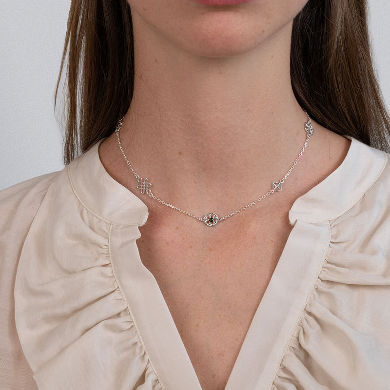 Zoe & Morgan Aura Necklace - Sterling Silver & Chrome Diopside-Necklace-Walker & Hall