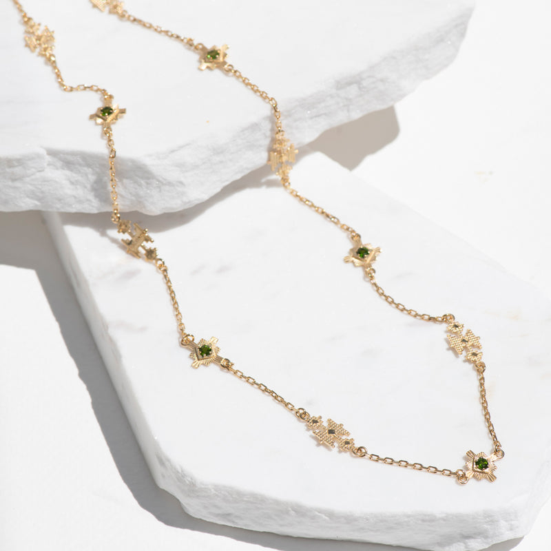 Zoe & Morgan Ayllu Necklace - Gold Vermeil & Chrome Diopside-Necklace-Walker & Hall