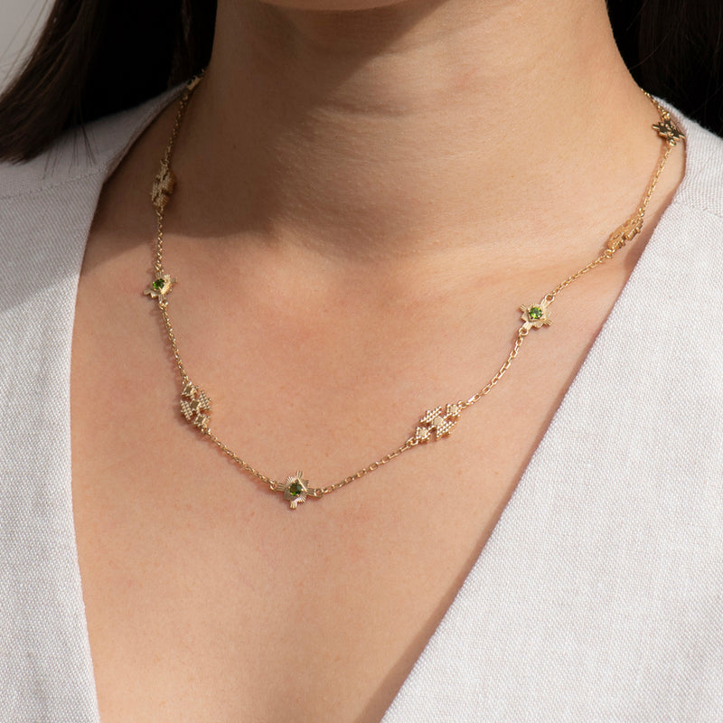 Zoe & Morgan Ayllu Necklace - Gold Vermeil & Chrome Diopside-Necklace-Walker & Hall