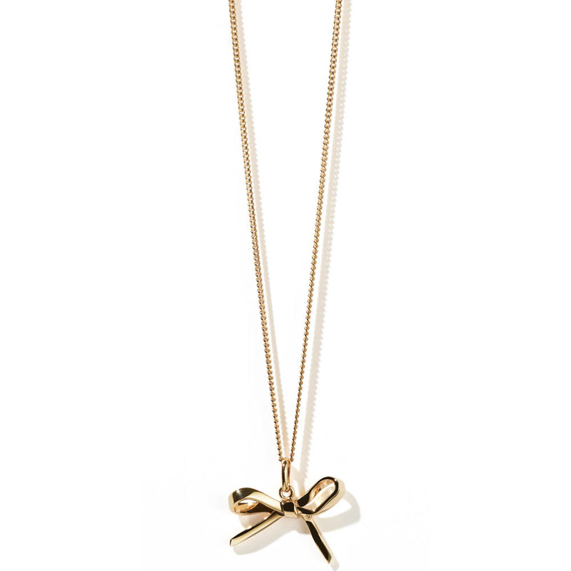 Meadowlark Bow Charm Necklace - Gold Plated-Necklace-Walker & Hall