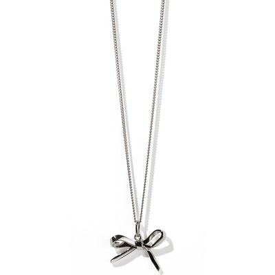 Meadowlark Bow Charm Necklace - Sterling Silver-Necklace-Walker & Hall
