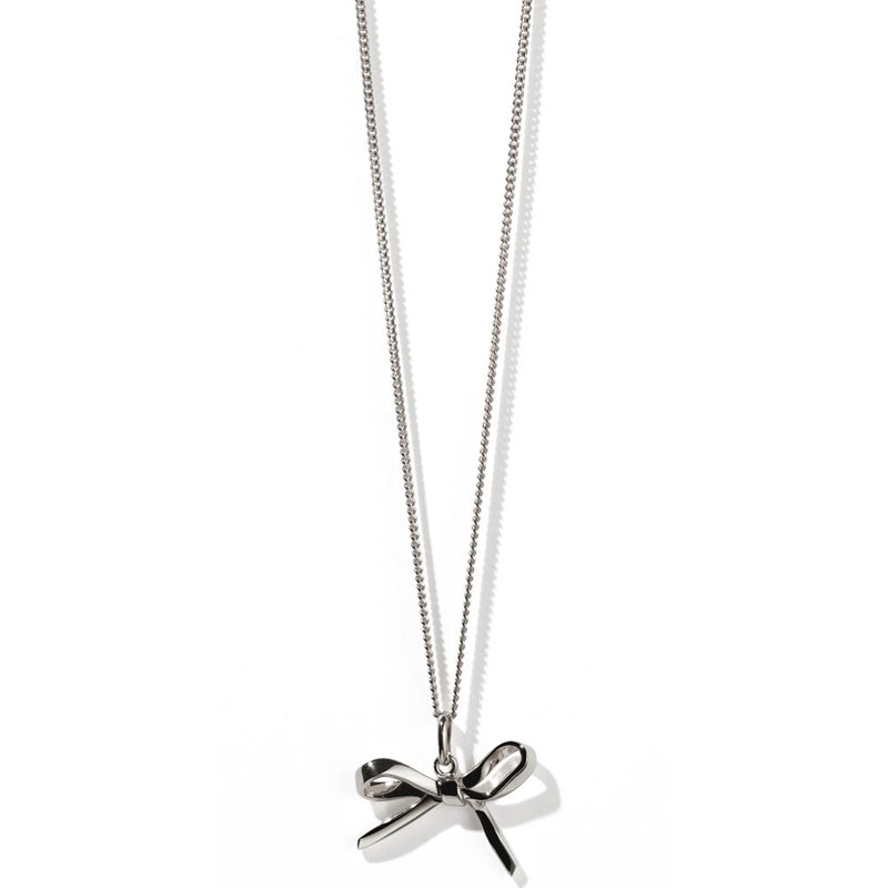 Meadowlark Bow Charm Necklace - Sterling Silver-Necklace-Walker & Hall