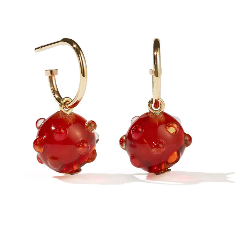 Meadowlark Bubble Glass Hoop Earrings Small - 9ct Yellow Gold-Earrings-Walker & Hall