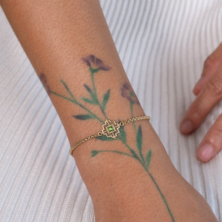 Zoe & Morgan Centred Bracelet - Gold Vermeil & Chrome Diopside-Bracelet-Walker & Hall