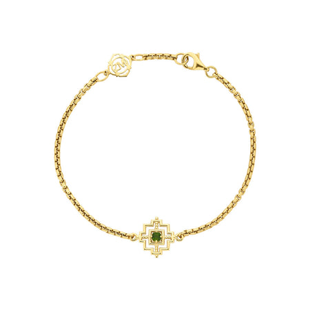 Zoe & Morgan Centred Bracelet - Gold Vermeil & Chrome Diopside-Bracelet-Walker & Hall