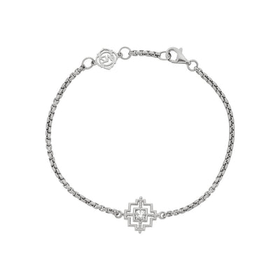 Zoe & Morgan Centred Bracelet - Sterling Silver & White Zircon-Bracelet-Walker & Hall