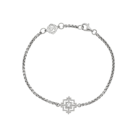Zoe & Morgan Centred Bracelet - Sterling Silver & White Zircon-Bracelet-Walker & Hall